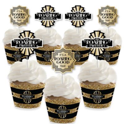 Roaring 20 S Cupcake Decorations 1920s Art Deco Jazz Party