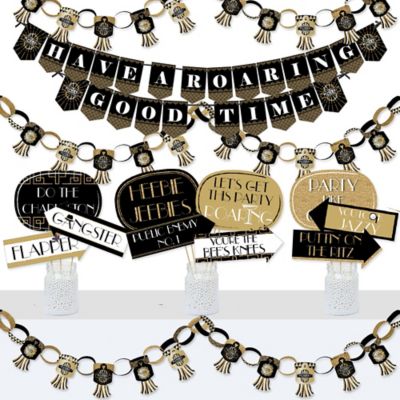 Roaring 20 S Banner And Photo Booth Decorations 1920s Art Deco