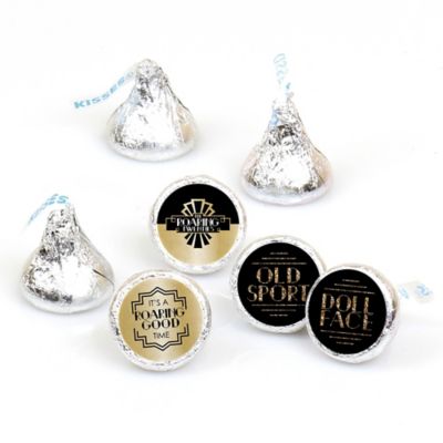 Roaring 20 S Round Candy Labels 1920s Art Deco Jazz Party Favors