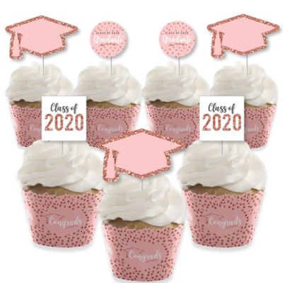 Rose Gold Grad Cupcake Decoration 2020 Graduation Party