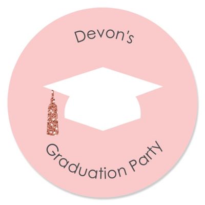 Rose Gold Grad - Personalized Graduation Sticker Labels - 24 ct