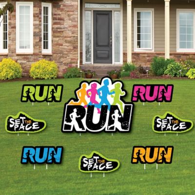 Set The Pace Running Yard Sign & Outdoor Lawn Decorations Track