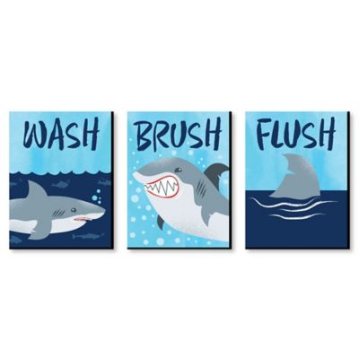 Shark Zone Kids Bathroom Rules Wall Art 7 5 X 10 Set Of 3