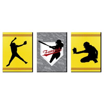 Grand Slam Fastpitch Softball Sports Themed Nursery Wall Art Kids Room Decor And Game Room Home Decorations 7 5 X 10 Inches Set Of 3 Prints