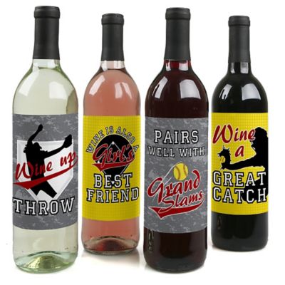 Grand Slam Fastpitch Softball Wine Bottle Gift Labels Summer