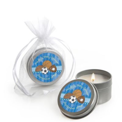 All Star Sports - Personalized Baby Shower Candle Tin Favors - Set ...