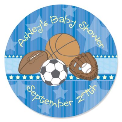 All Star Sports - Personalized Baby Shower Sticker Labels - 24 ct ...