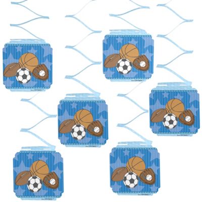 All Star Sports Baby Shower Hanging Decorations 6 Ct