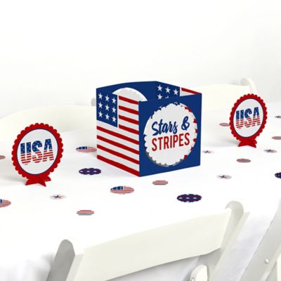 Stars Stripes Patriotic Memorial Day Centerpiece And Table