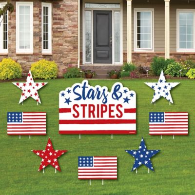 Stars Stripes Memorial Day Yard Sign Outdoor Lawn