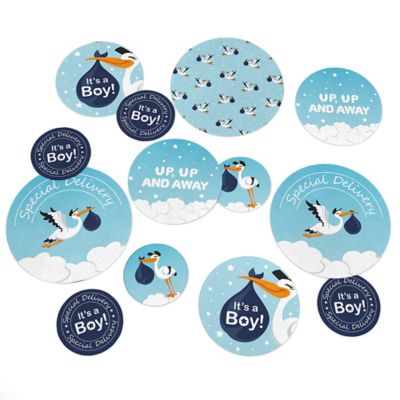 Boy Special Delivery Blue Stork Baby Shower Giant Circle