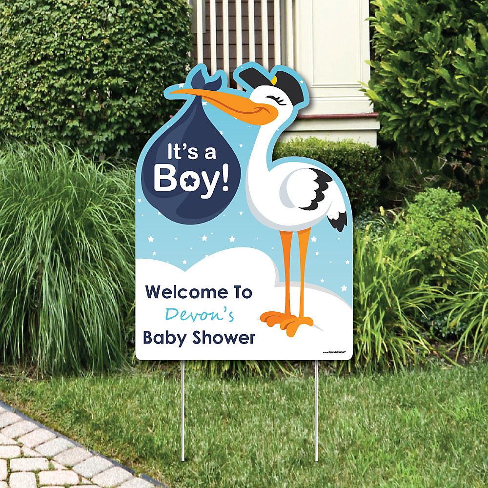 Boy Special Delivery Baby Shower Decorations Blue Stork Baby Announcement Welcome Yard Sign