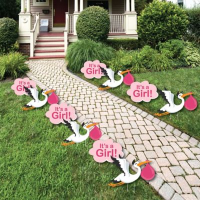 Girl Special Delivery Baby Announcement Lawn Decorations