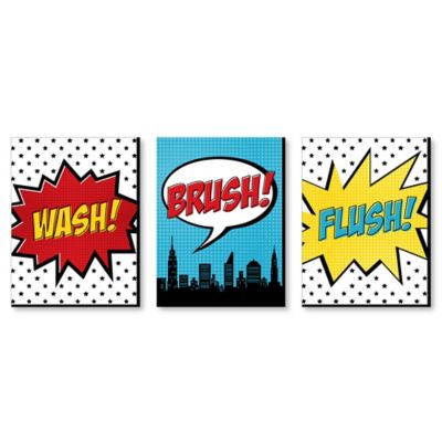 Bam Superhero Kids Bathroom Rules Wall Art 7 5 X 10 Set