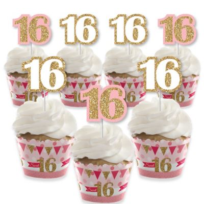 Sweet 16 Cupcake Decorations 16th Birthday Party Cupcake