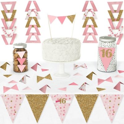 Sweet 16 Diy Pennant Banner Decorations 16th Birthday Party