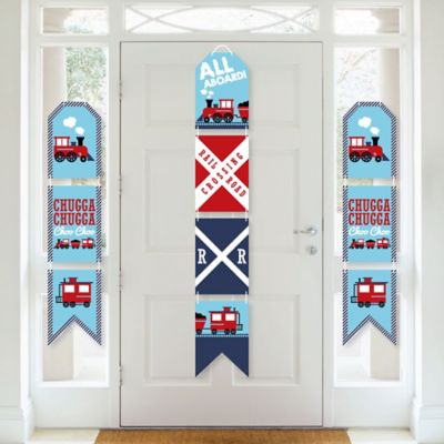 Railroad Party Crossing Hanging Vertical Paper Door Banners
