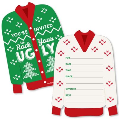 Ugly Sweater - Shaped Fill-In Invitations - Holiday & Christmas ...
