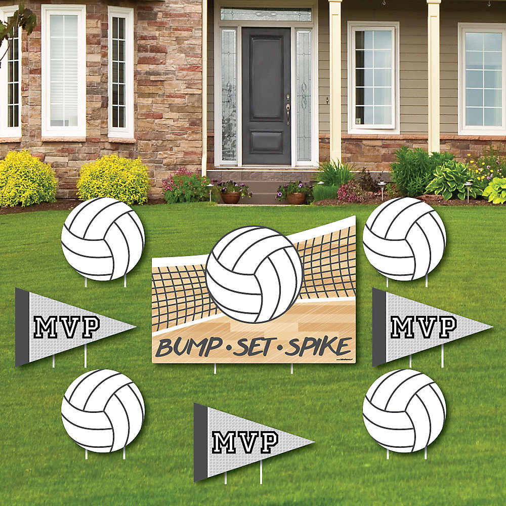Bump Set Spike Volleyball Yard Sign Outdoor Lawn Decorations Baby Shower Or Birthday Party Yard Signs Set Of 8