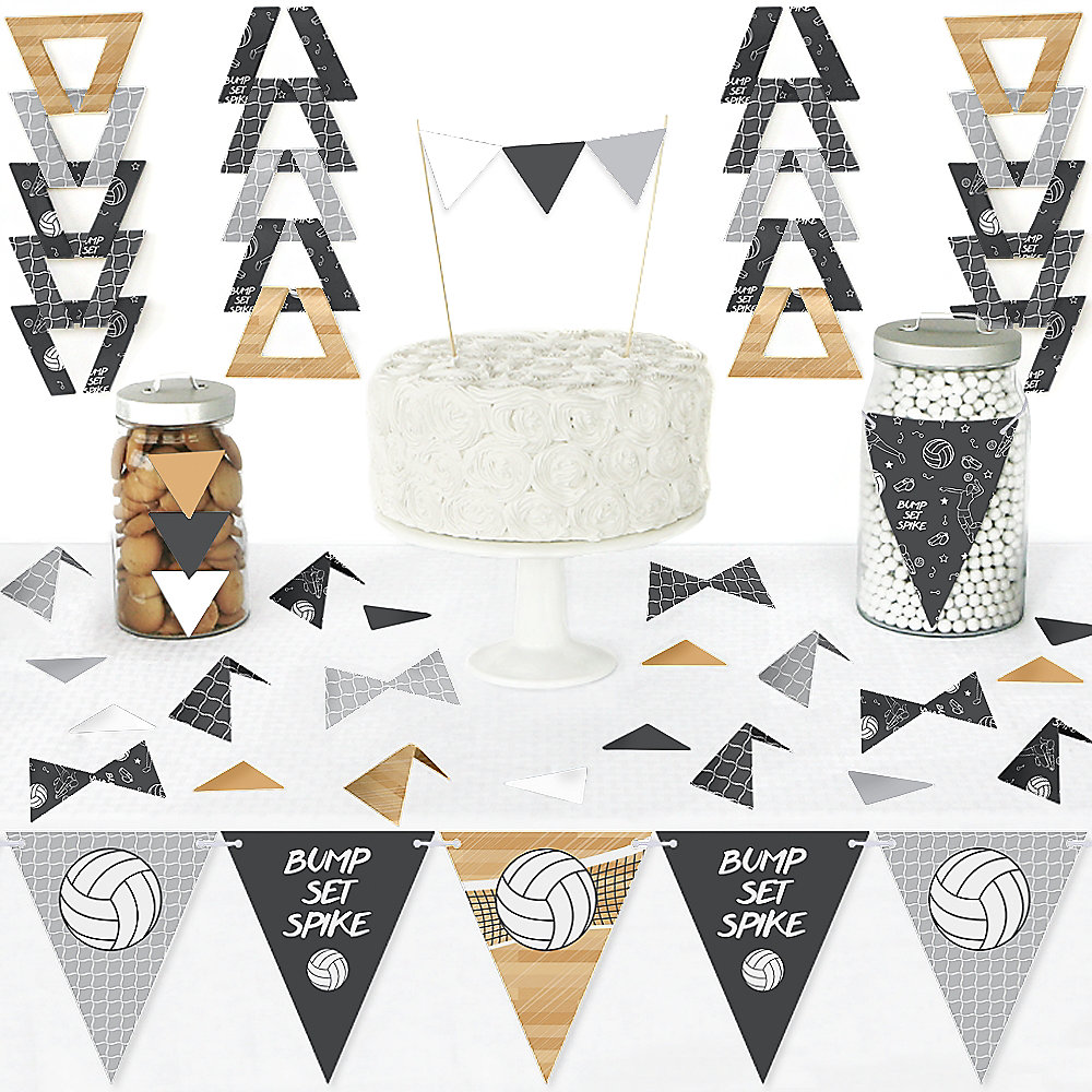 Bump Set Spike Volleyball Diy Pennant Banner Decorations Baby Shower Or Birthday Party Triangle Kit 99 Pieces