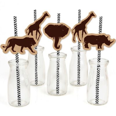 Wild Safari Paper Straw Decor African Jungle Adventure Birthday