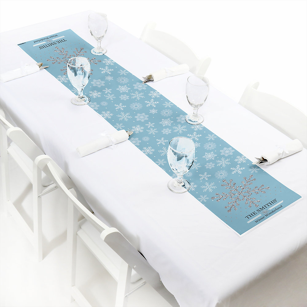 Winter Wonderland Personalized Petite Snowflake Holiday Party Winter Wedding Table Runner 12 X 60
