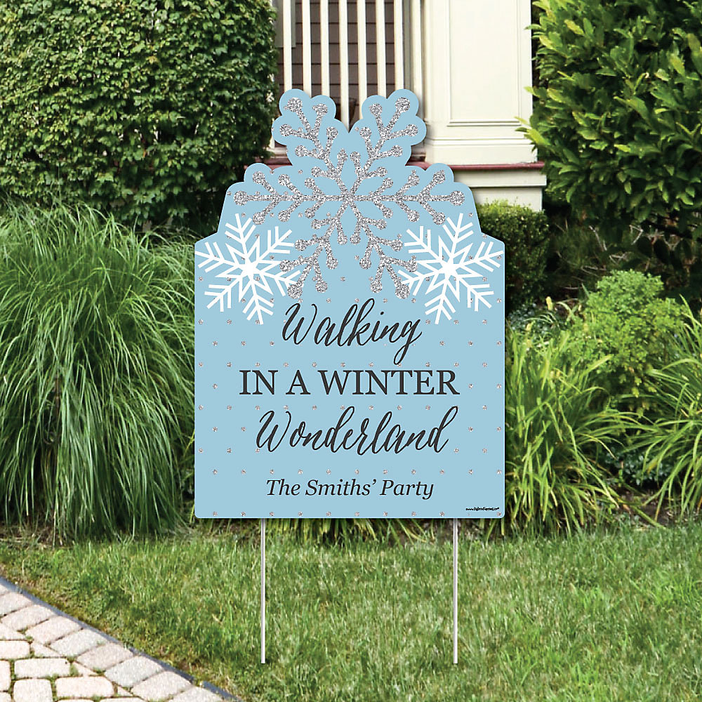 Winter Wonderland Party Decorations Snowflake Holiday Party Winter Wedding Personalized Welcome Yard Sign