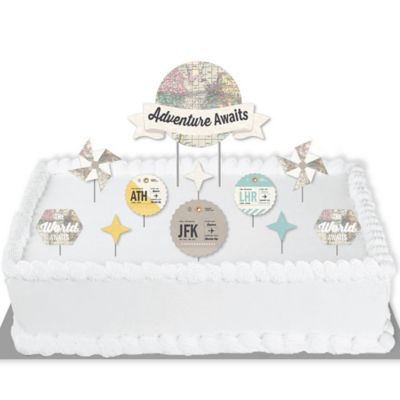 World Awaits Travel Themed Party Cake Decorating Kit Cake