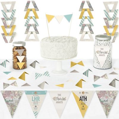 World Awaits Diy Pennant Banner Decorations Travel Themed