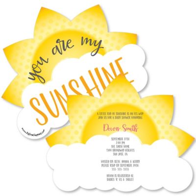 You Are My Sunshine Shaped Baby Shower Invitations Set Of 12